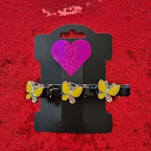 Yellow And Black Butterfly Embellished Triple Hair Clip